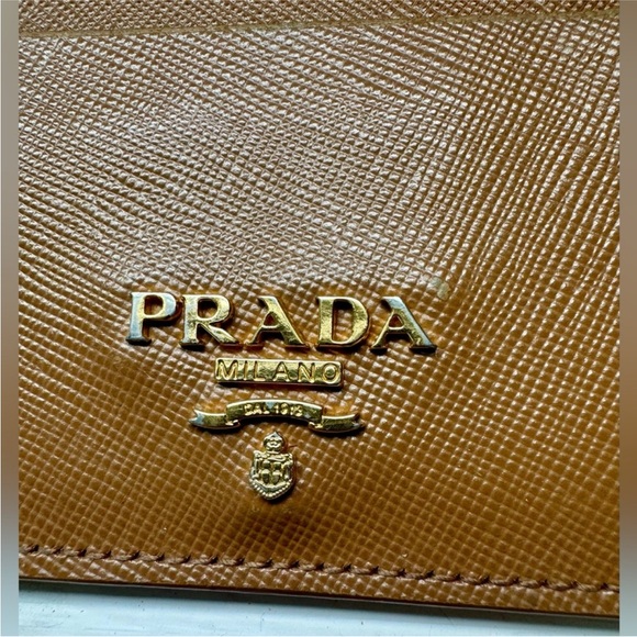 Prada Card Holder Brown Saffiano Leather 4" L x 23/4" H - Picture 2 of 14
